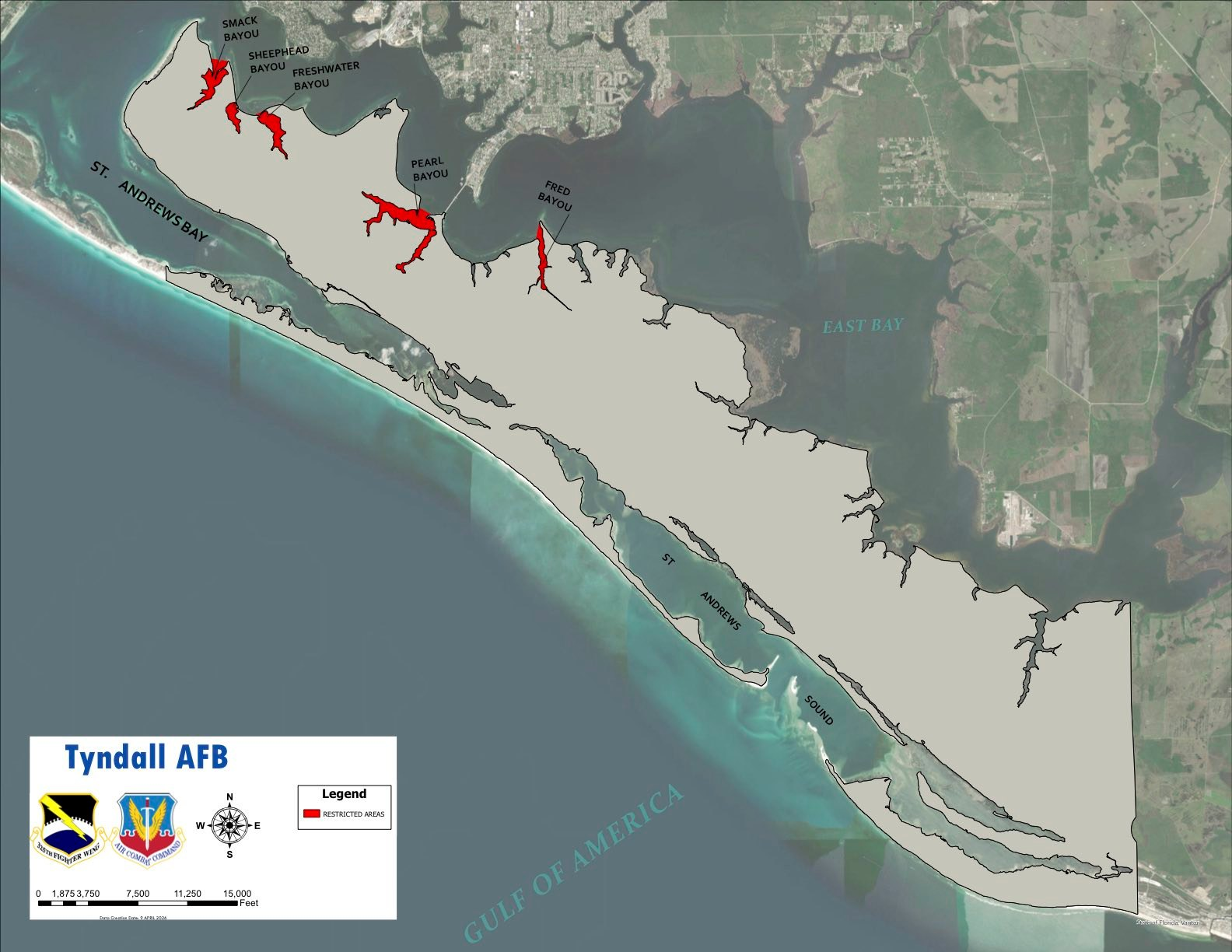 Map of closed bayous